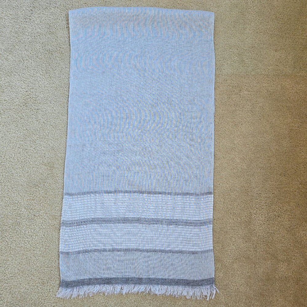 Puro Lino Linen Stripe Scarf Grey